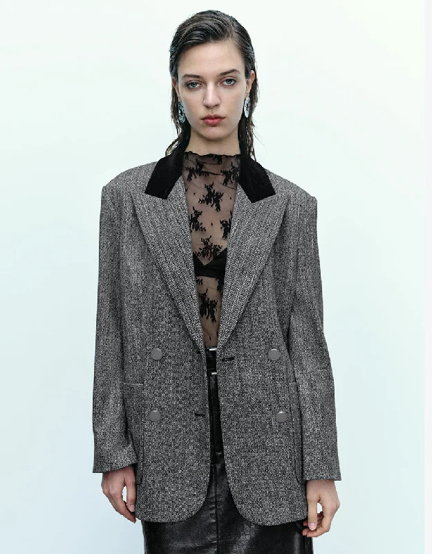 Modern Tailoring Peak Lapel Double Breasted Blazer
