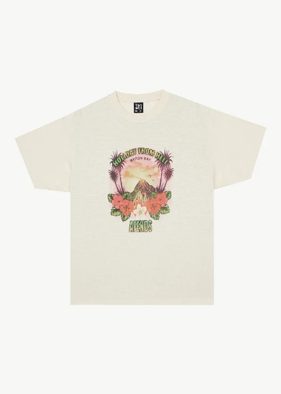 Avant-garde Design AFENDS Mens Holiday - Graphic Boxy T-Shirt - Sand