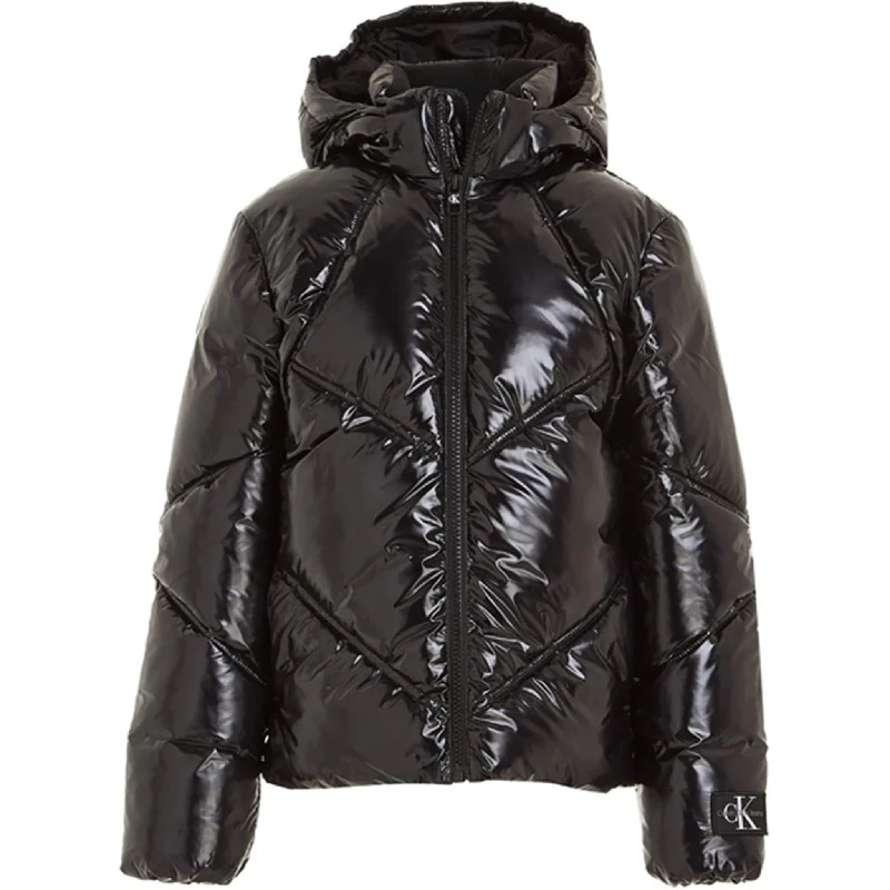 Soft And Comfortable Calvin Klein Glossy Cut Seams Puffer Jacket Ck Black