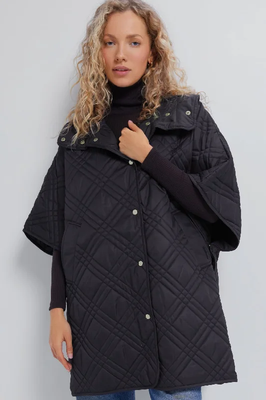 Elegant And Lazy Black Astor Quilted Cape