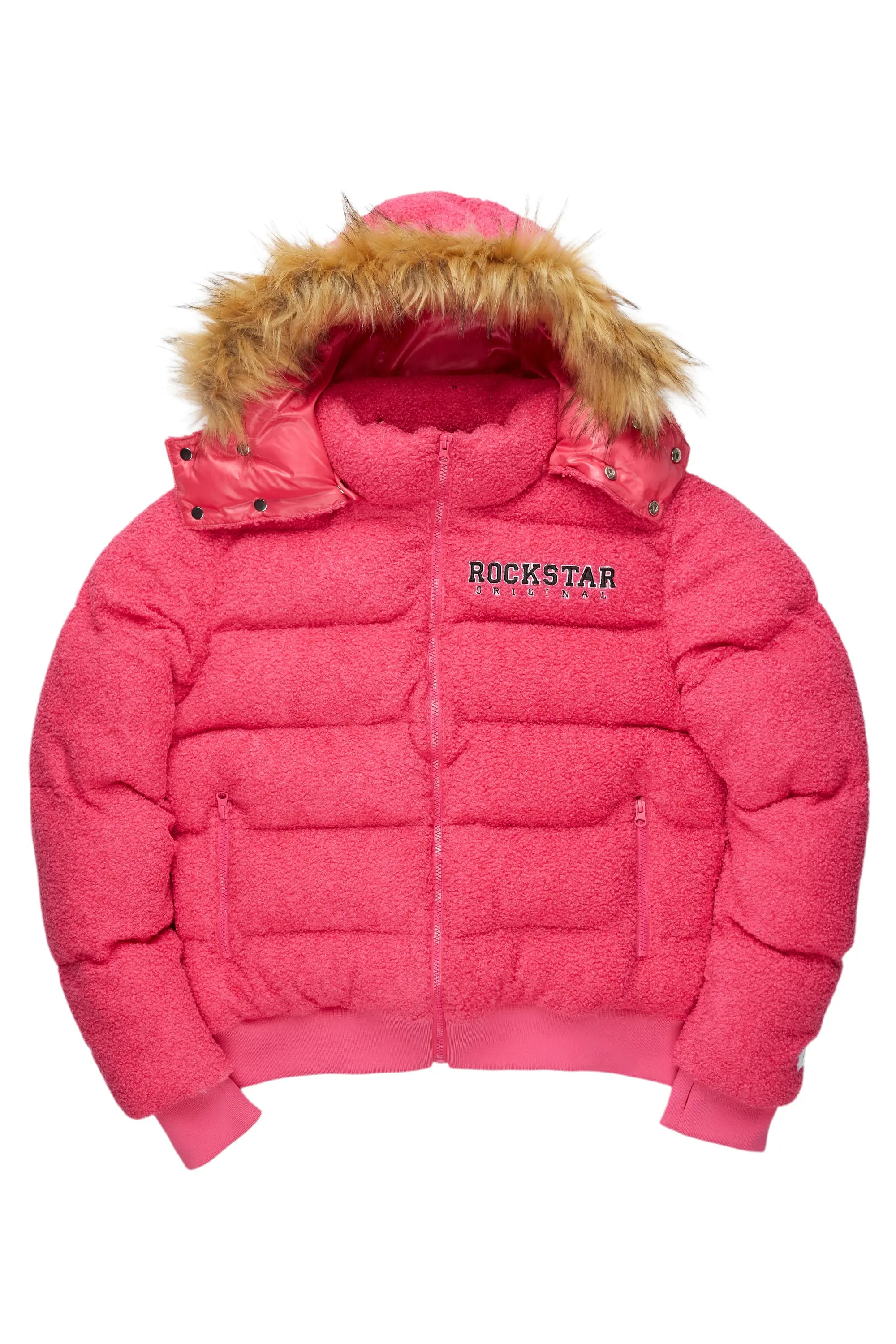 Simple And Comfortable Kesia 2.0 Fuchsia Sherpa Puffer Jacket