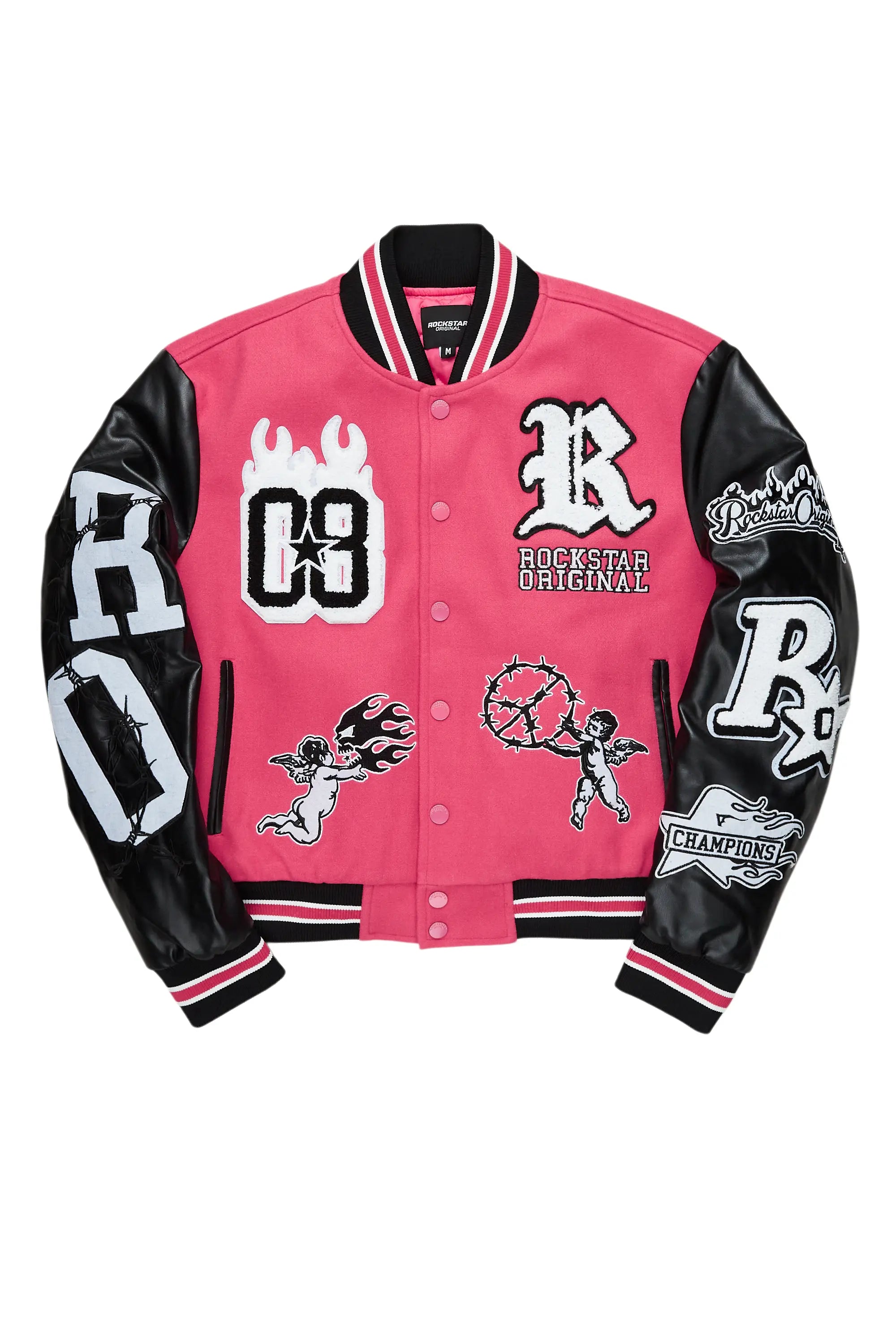 Advanced Customization Sharray Fuchsia Oversized Varsity Jacket