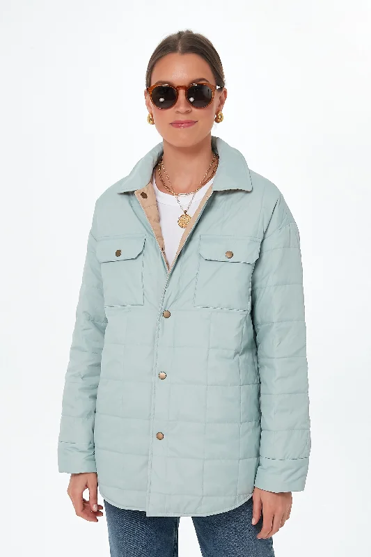 Elegant Wear Pastel Blue Reversible Cloud Puffer Jacket