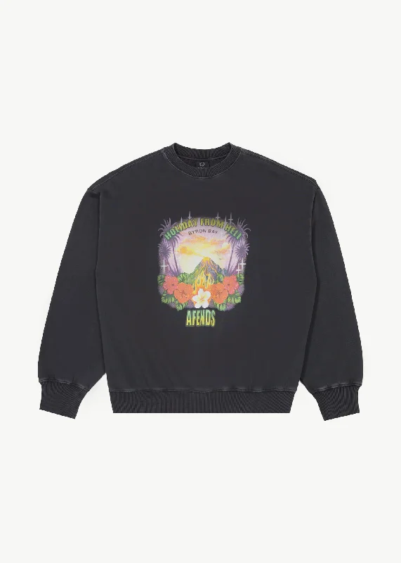 Spiritual Vitality AFENDS Mens Holiday - Crew Neck Jumper- Stone Black