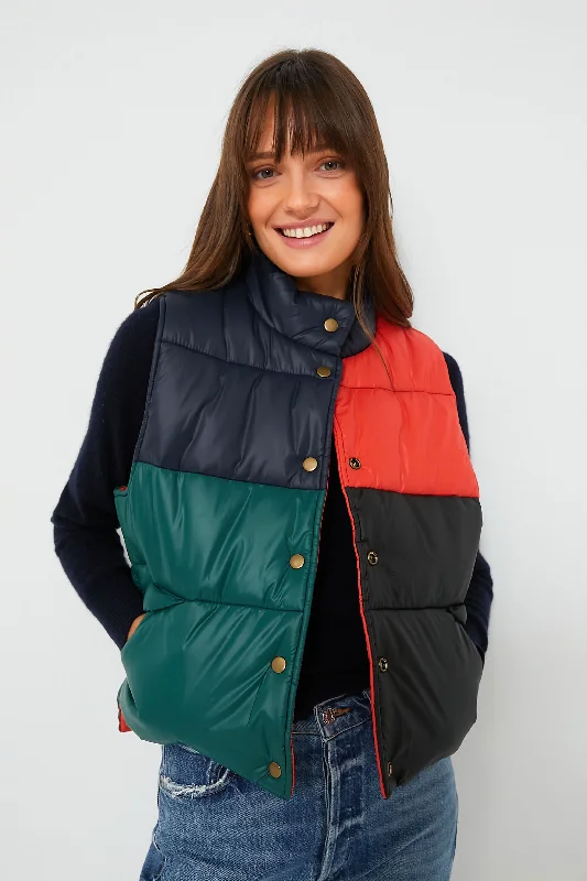 Age-reducing Style Multi Colorblock Nylon Emile Vest