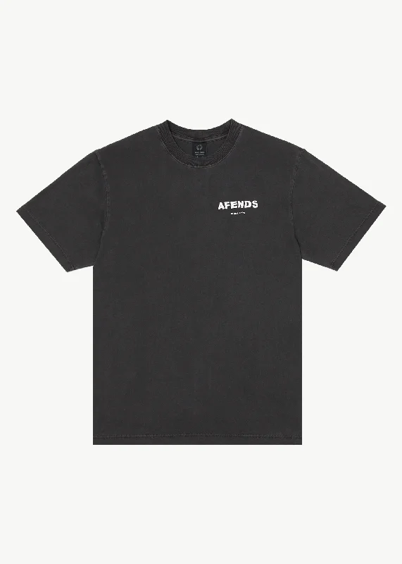 Comfortable And Cold-proof AFENDS Mens Questions - Graphic Retro T-Shirt - Stone Black