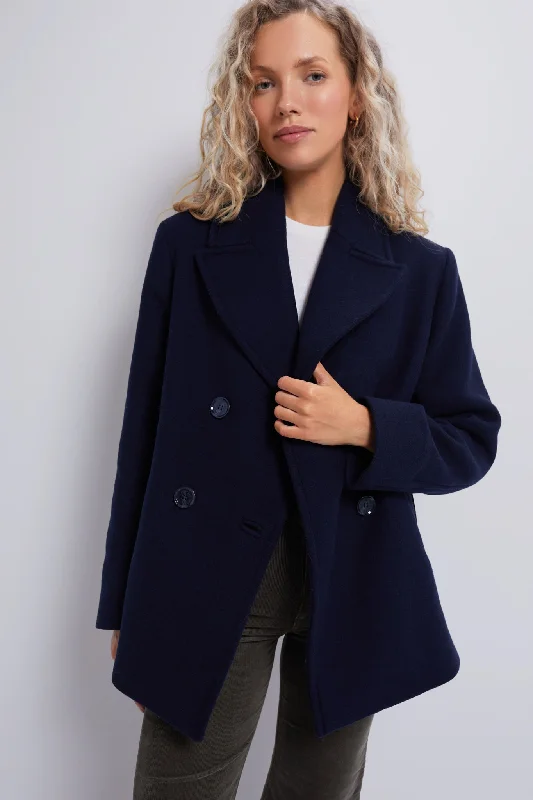 Romantic Data Navy Ingrid Wool Peacoat