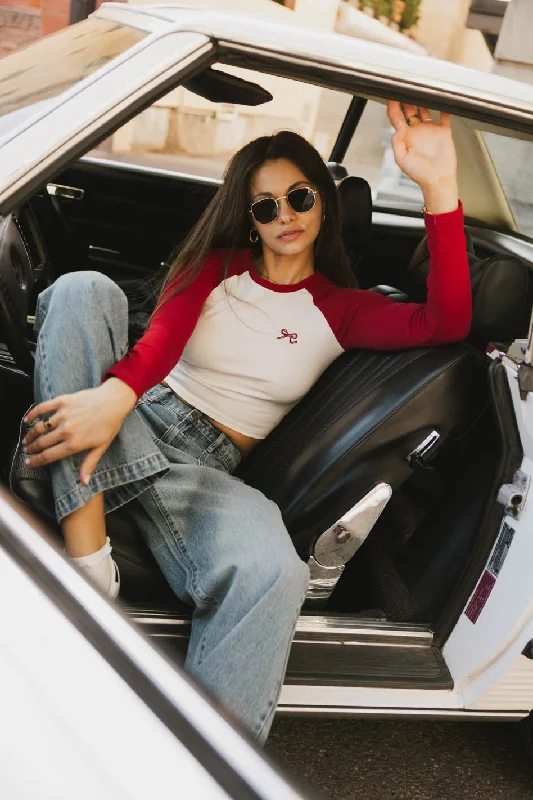 Printing decoration Becca Raglan Tee in Red