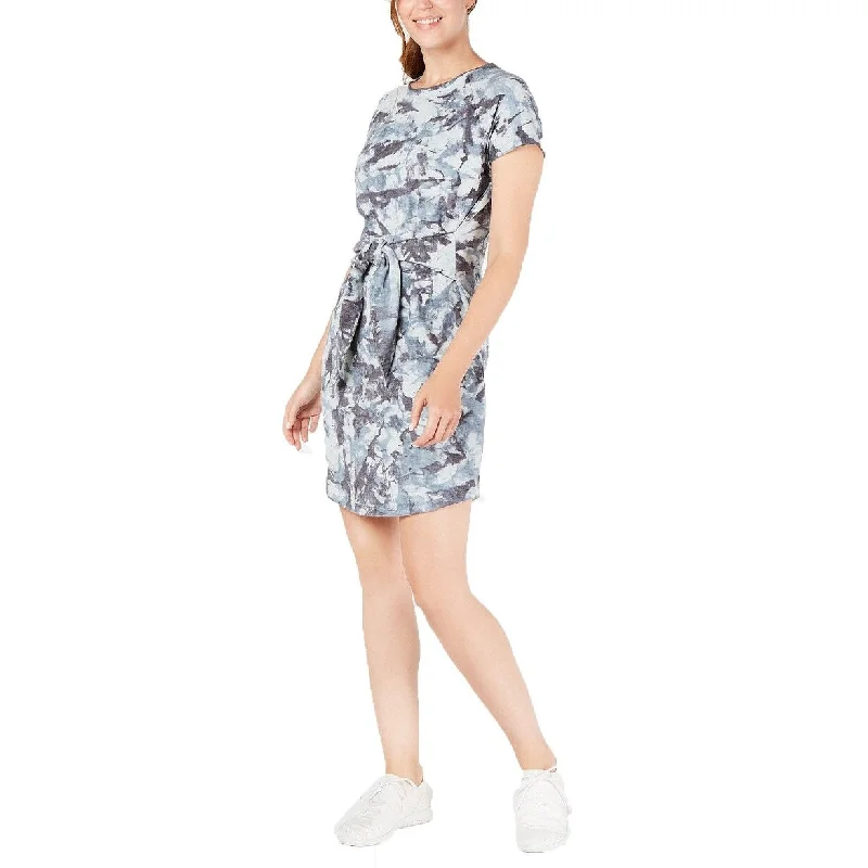 Noble And Elegant Ideology Women's Printed Tie Front T-Shirt Dress Blue Size Small