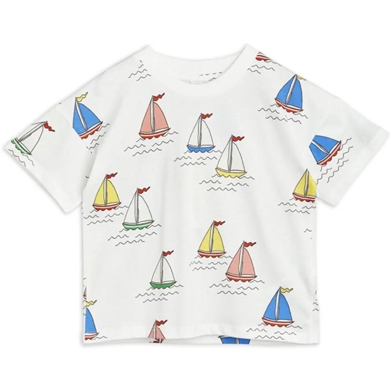 High-end atmosphere Mini Rodini Sailing Boats AOP T-shirt White