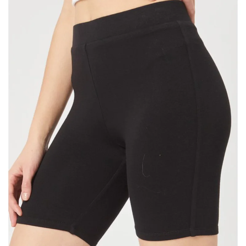 Casual And Versatile Run This Way Solid Biker Shorts Black