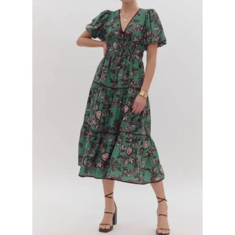 Sports And Leisure Entro - Floral Tiered Midi Dress