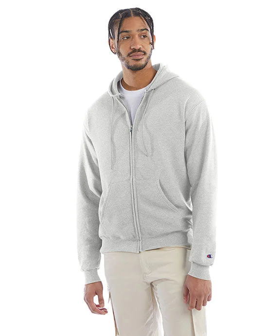 High-end Fabrics S800 - Champion Adult Powerblend® Full-Zip Hooded Sweatshirt | Silver Grey