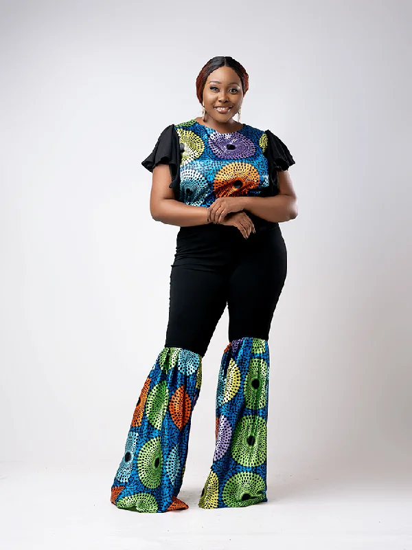 Black And White Style Two tone Folake bell bottom pants