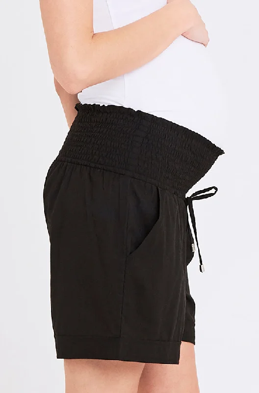 Easy Fashion Philly Ultra Light Black Cotton Maternity Shorts