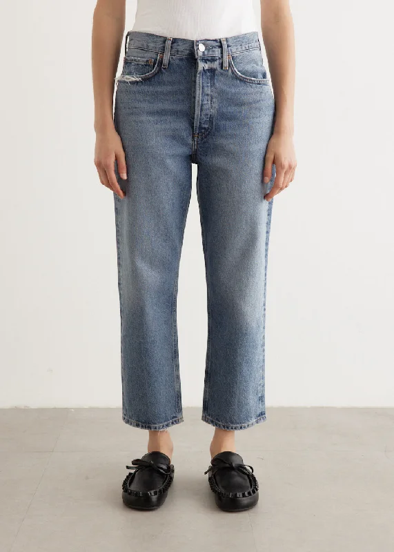 Chic Outfits 90's Crop Mid Rise Loose Straight Jeans