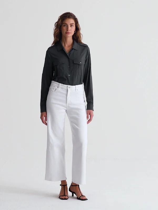 Soft Fabrics Saige Wide Leg Crop Jean - Gallery White
