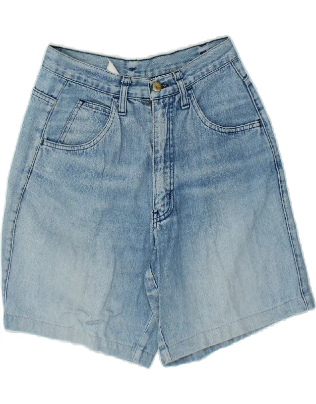 Tropical Style ARMANI Womens High Waist Denim Shorts W28 Medium Blue