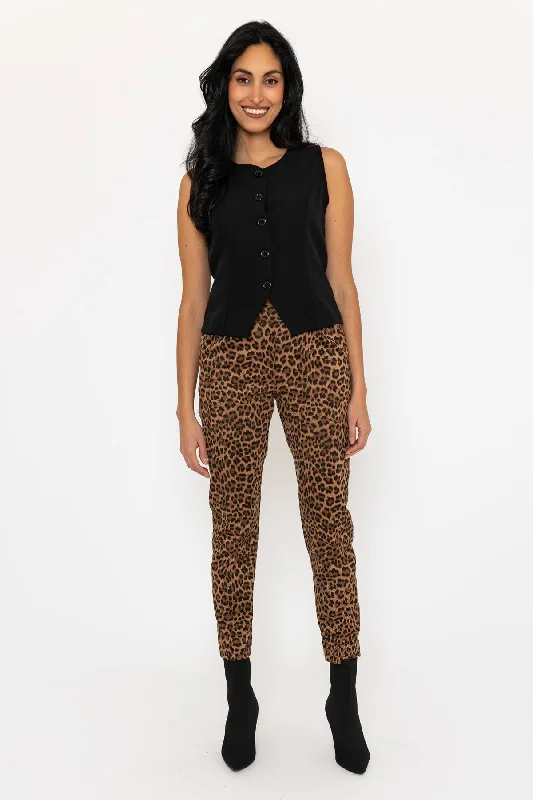 High-end Design Leopard Printed Ponte Trousers