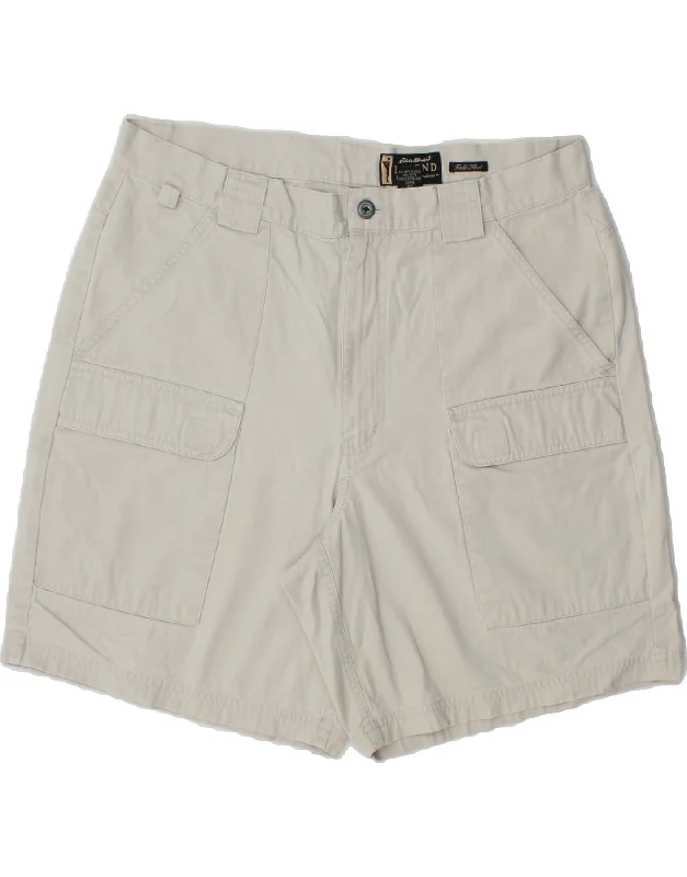 Sporty Elegance EDDIE BAUER Womens High Waist Cargo Shorts W36 XL Grey Cotton