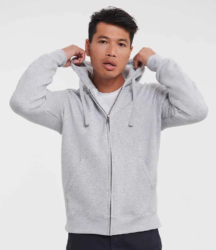 High-end Design Russell Authentic Zip Hooded Sweatshirt | Light Oxford